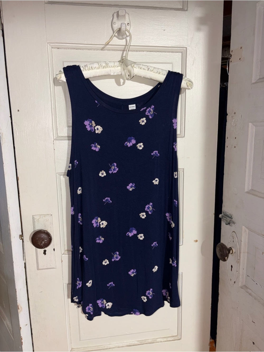 Old Navy Navy Floral Sleeveless Swing Dress